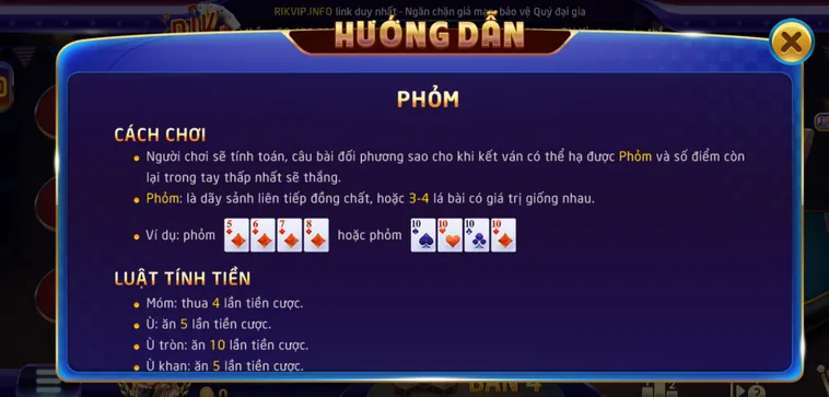Chinh Phục Phỏm Tại RikVip Với Tỷ Lệ Ăn Thưởng 1 Ăn 95 Cực Khủng